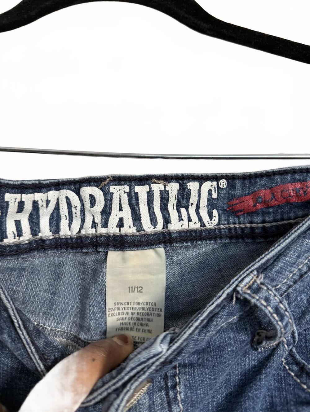 Y2K Hydraulic Denim Shorts with Embellished Back Pockets - Picture 5 of 6
